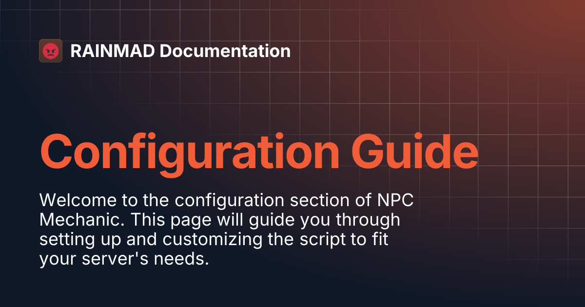 Configuration Guide | RAINMAD Documentation