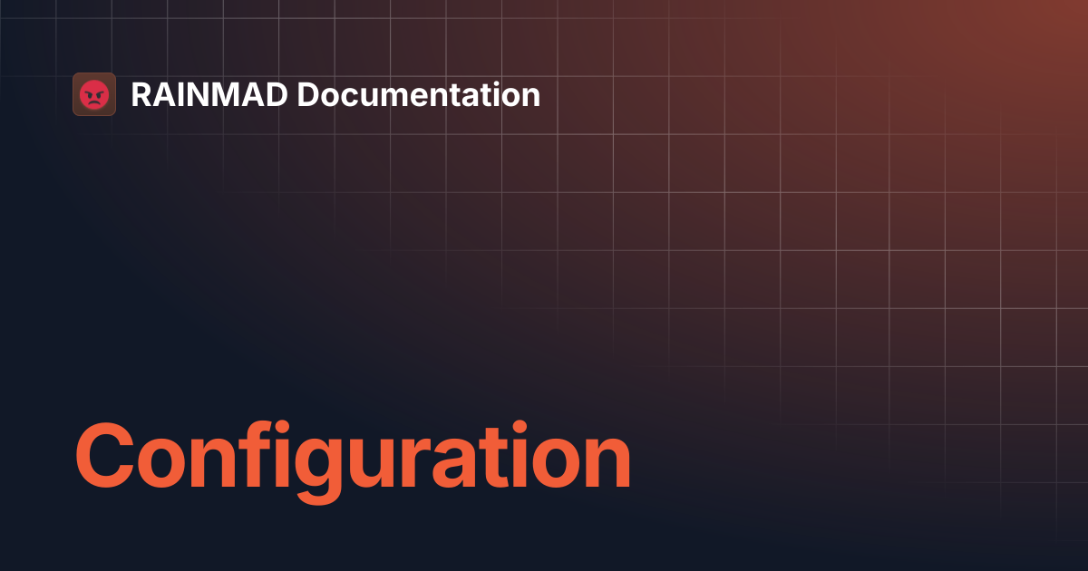 Configuration | RAINMAD Documentation